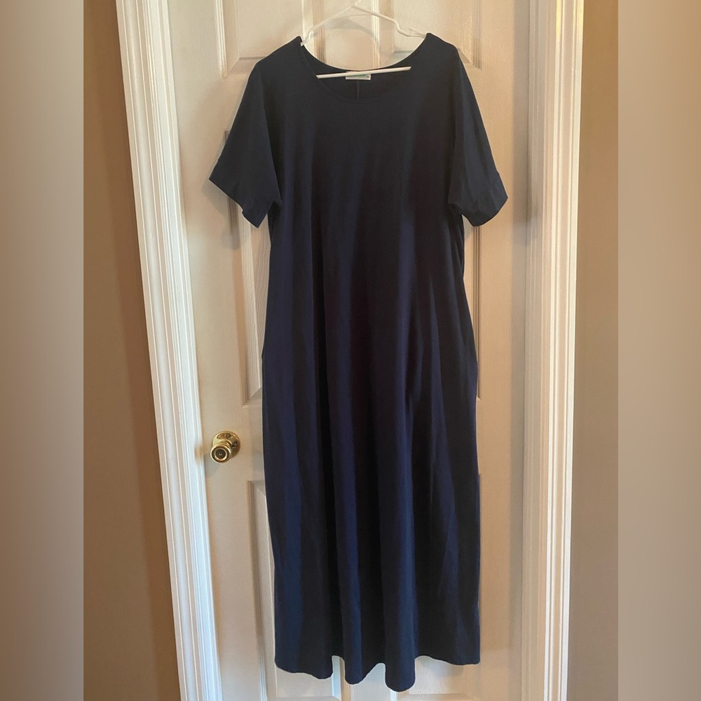 Casual Navy Blue Women's Dress with Pockets